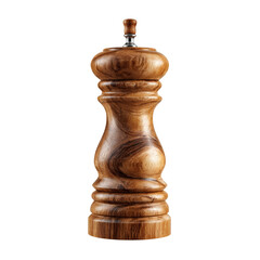 A Classic Ergonomic Wooden Pepper Grinder Featuring A Polished Acacia Grain Finish Centered Against A Clean White Background