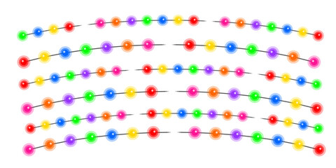 Colorful beaded molecular structure isolated on transparent background with multicolored dots and lines