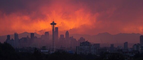 Beautiful sunsets in Western Washington caused by wildfire smoke