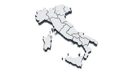 Obraz premium 3D Map of Italy with Regions and Islands