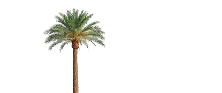 Palm tree (African palm oil) isolated on white background suitable for park or garden decoration