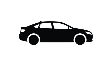 Fototapeta premium Black silhouette of a modern sedan car shown in profile view