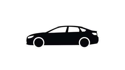 Fototapeta premium Black silhouette of a modern sedan vehicle on a white background