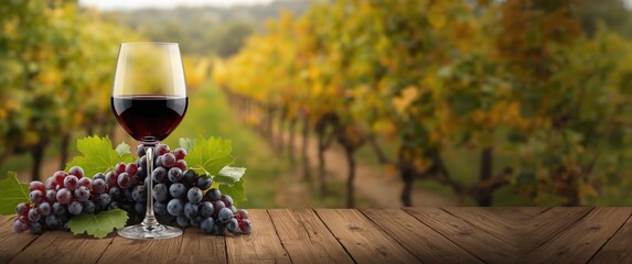 Obraz premium Wine, vine, and bunch of grapes in a still life composition
