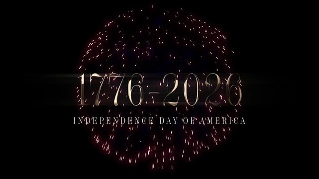 250 years Anniversary video design. 250th anniversary video to celebrate Independence Day of America on 4th July. 1776 - 2016 typographic design with firework