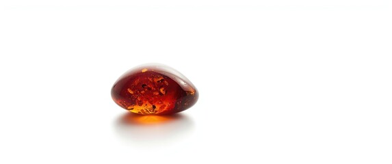White background with a piece of amber