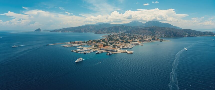 Aegean Sea, Greece: Methana coastline and marina view
