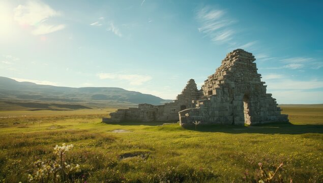 Ancient Norse structures at Gardar, Greenland, emphasizing archaeological conservation