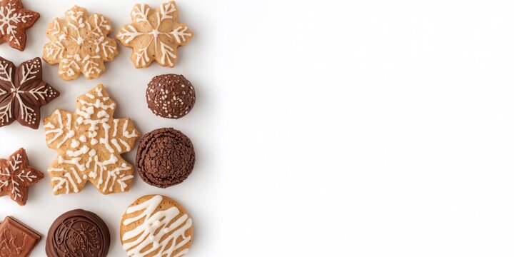 Traditional German Christmas cookies arranged in a group for holiday baking, seasonal celebration