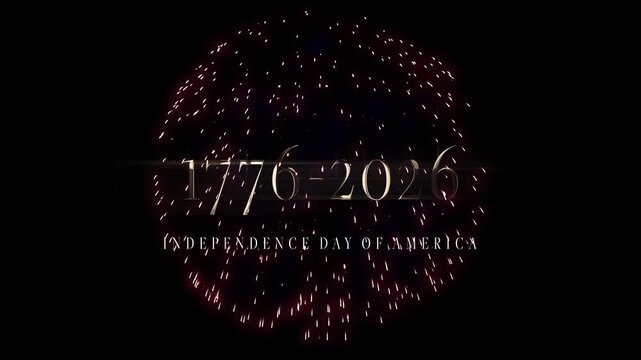250 years Anniversary video design. 250th anniversary video to celebrate Independence Day of America on 4th July. 1776 - 2016 typographic design with firework