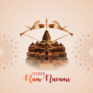 Vector illustration of lord rama for happy ram navami background