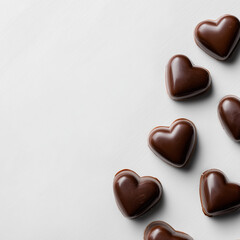 Fototapeta premium Pattern of heart shaped chocolates on white background 