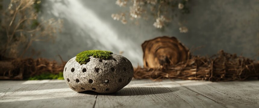 Suitable backgrounds with the moss-covered hebel stone texture