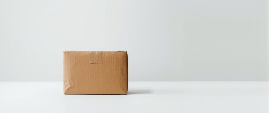 Background featuring brown mail package, parcel wrap, and white box with business, paper, delivery, shopping, and logistics elements