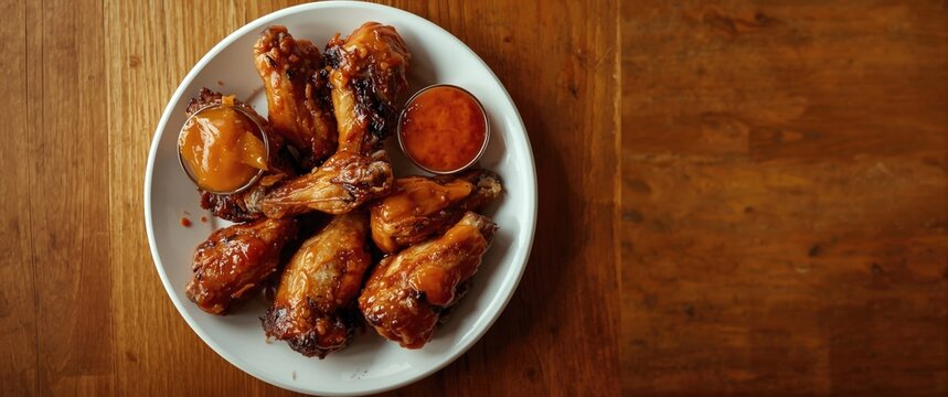 Grilled chicken wings served on a plate