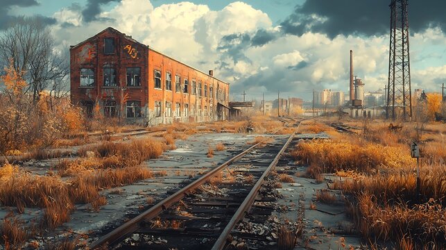 Abandoned Industrial Ruins: Capturing the passage of time through crumbling structures and overgrown landscapes.