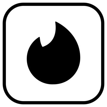 Tinder Outline Black Logo Flat Line Icon in Vector Format for Designers