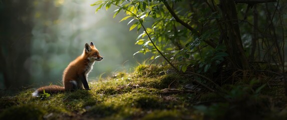 Obraz premium Young fox gazing at the nearby father fox