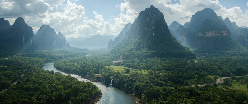 Picturesque Mountains and Canyons View