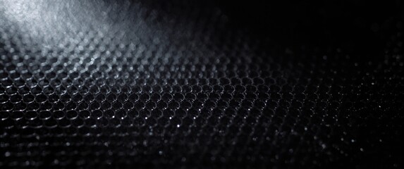 Close-up shot of black metal textured grill with holes