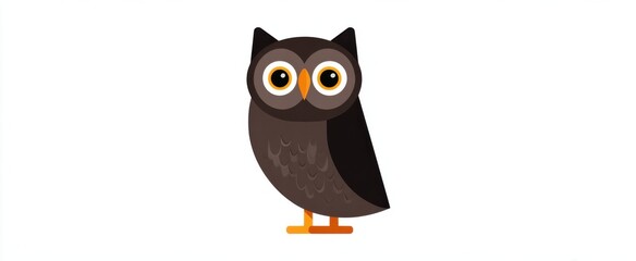 Fototapeta premium Charming simple cartoon owl evokes joy with its minimalistic design and vibrant colors.