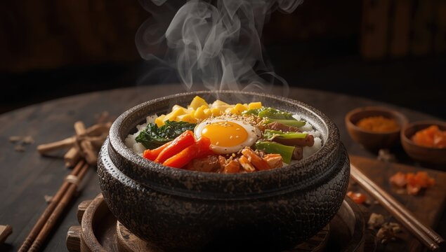 Korean stone-grilled bibimbap featuring assorted vegetables and rice, highlighting nutritious meal choices, World Nutrition Day