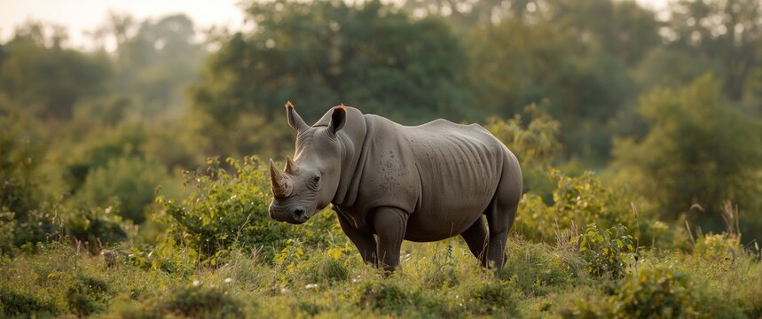 White Rhinoceros Residing at Sanctuary