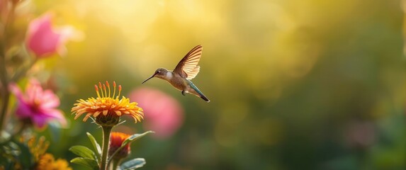 Obraz premium The Role of Hummingbirds: Tiny, Colorful Birds Crucial for Pollination from Nectar