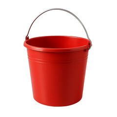 Household red bucket container isolated on transparent background