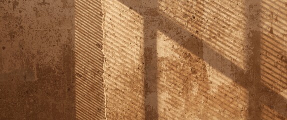 Fototapeta premium Sunlight pattern on a brown concrete backdrop