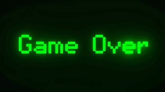 Retro pixelated video game screen displaying "Game Over" message. Represents the end of a gaming session and the nostalgia of classic gaming culture
