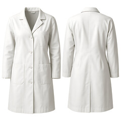 Medical lab coat front and back view isolated on transparent background
