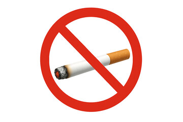 No smoking sign with cigarette icon isolated on transparent background