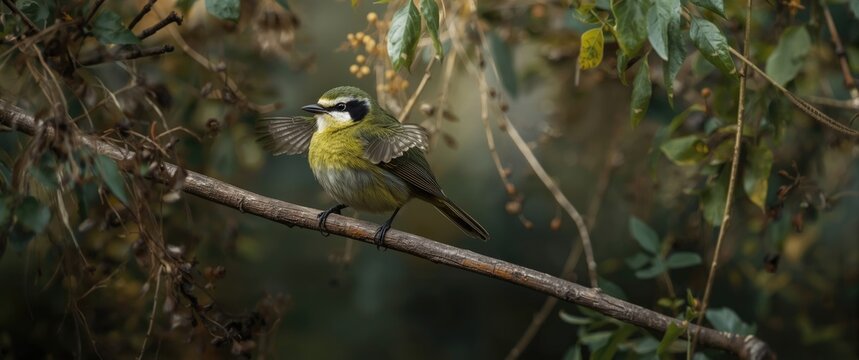 Perched white-eyed vireo on a branch