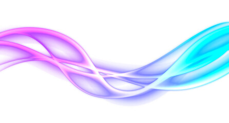 Naklejka premium Abstract Dynamic Glowing Wave Background with Purple and Cyan Neon Light Trails