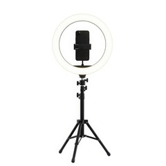 Smartphone setup with ring light and tripod