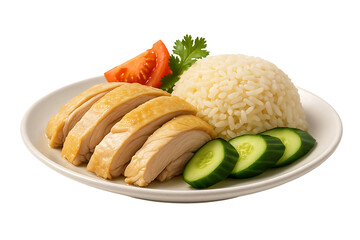 Steamed chicken with rice healthy meal isolated on transparent background