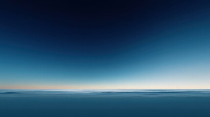 Obraz premium Tranquil Ocean Horizon at Dusk with Gradient Sky in Shades of Blue and Calm Water Reflections in a Serene Landscape Setting for Relaxation