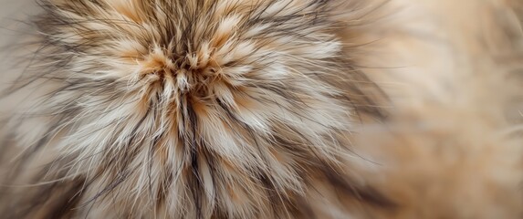 Obraz premium Macro photograph highlighting the intricate texture of a cat's fur in white, black, and orange-brown shades