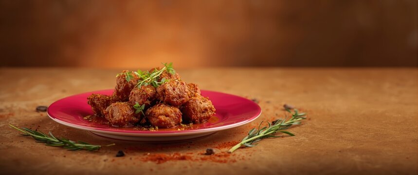 Dry spicy chicken or goat meat presented in a plate or bowl