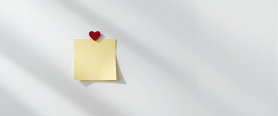 Naklejka premium Whiteboard featuring an abstract empty sticky note with heart clip magnet for Valentine message