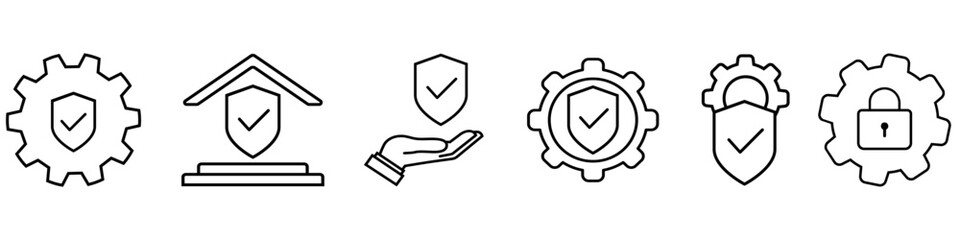 Obraz premium Protection vector icon set. Defense Illustration sign collection. Security symbol. safety logo.