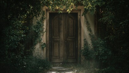 Naklejka premium Hidden passageway within a brick structure, focusing on architectural concealment and security features
