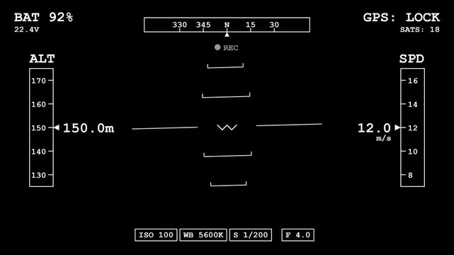 Drone HUD Interface Static Overlay 4K Seamless Loop