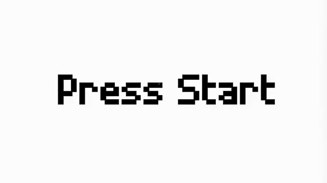 Retro video game screen displaying "Press Start" prompt. Invokes nostalgia and excitement for gaming enthusiasts and developers