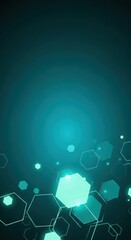 Abstract teal background with glowing hexagonal network design