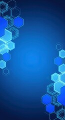 Abstract blue background with layered hexagonal geometric shapes
