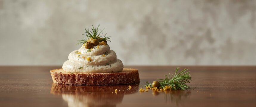 Herring mousse Forsmak with butter in Jewish traditional cuisine