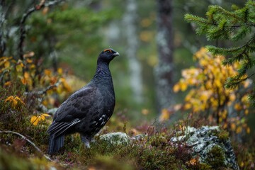 Obraz premium Black grouse in the forest.