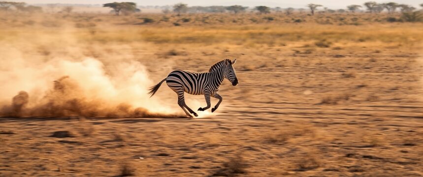 Etosha Zebra fleeing down a dusty path